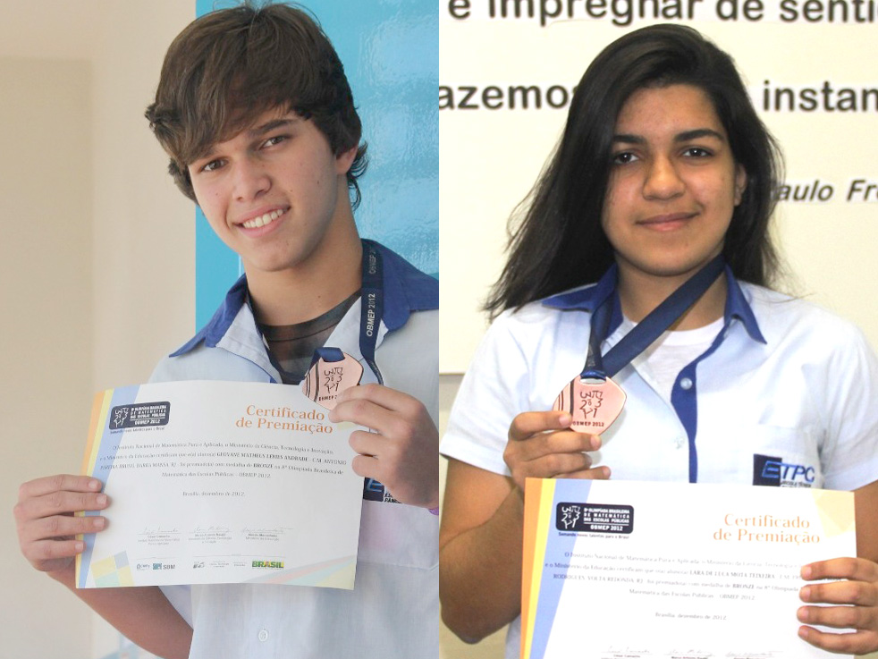 Alunos da ETPC ganham medalha da Olimpíada de Matemática