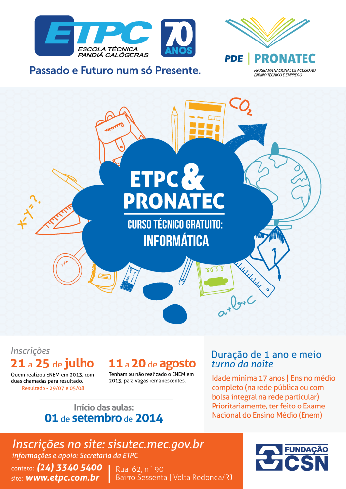 ETPC oferece curso gratuito pelo Pronatec