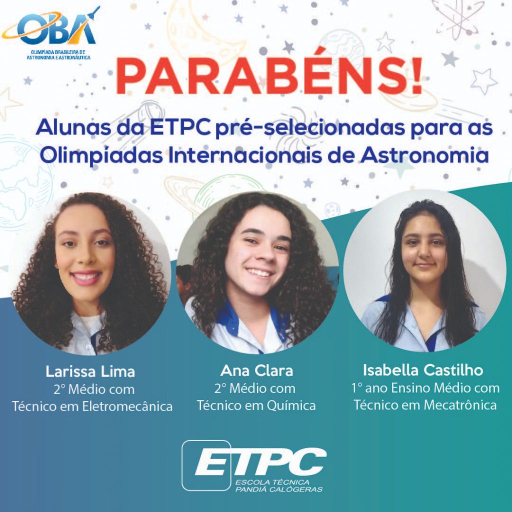 Alunas da ETPC são pré-selecionadas para Olimpíadas Internacionais de Astronomia