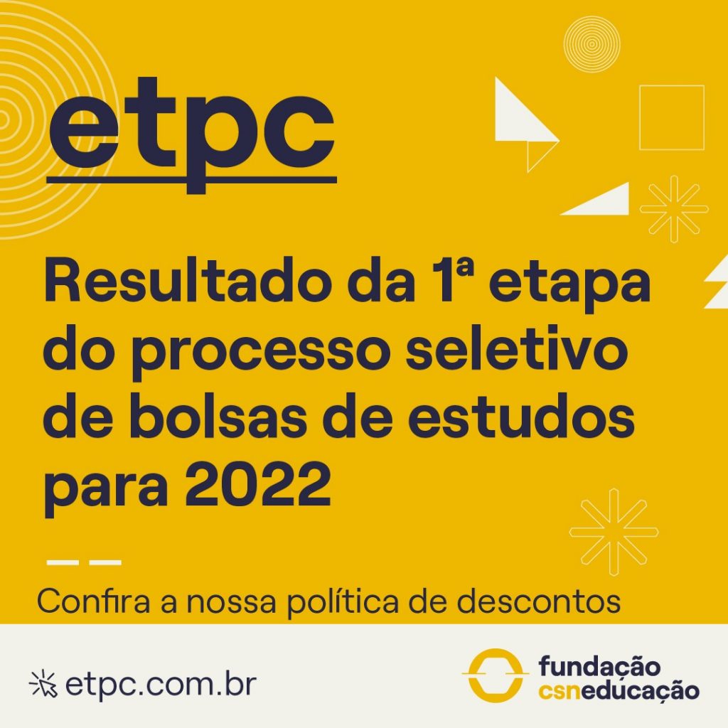 Classificados no Processo Seletivo da ETPC para Bolsas de Estudos 2022